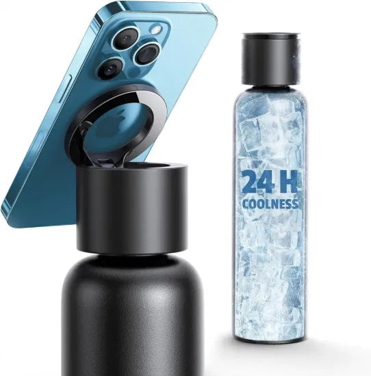 Premium Vacuum Insulated Smart Bottle | Built-in Phone Holder Stand (Leak-Proof)