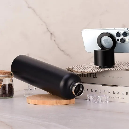 Premium Vacuum Insulated Smart Bottle | Built-in Phone Holder Stand (Leak-Proof)
